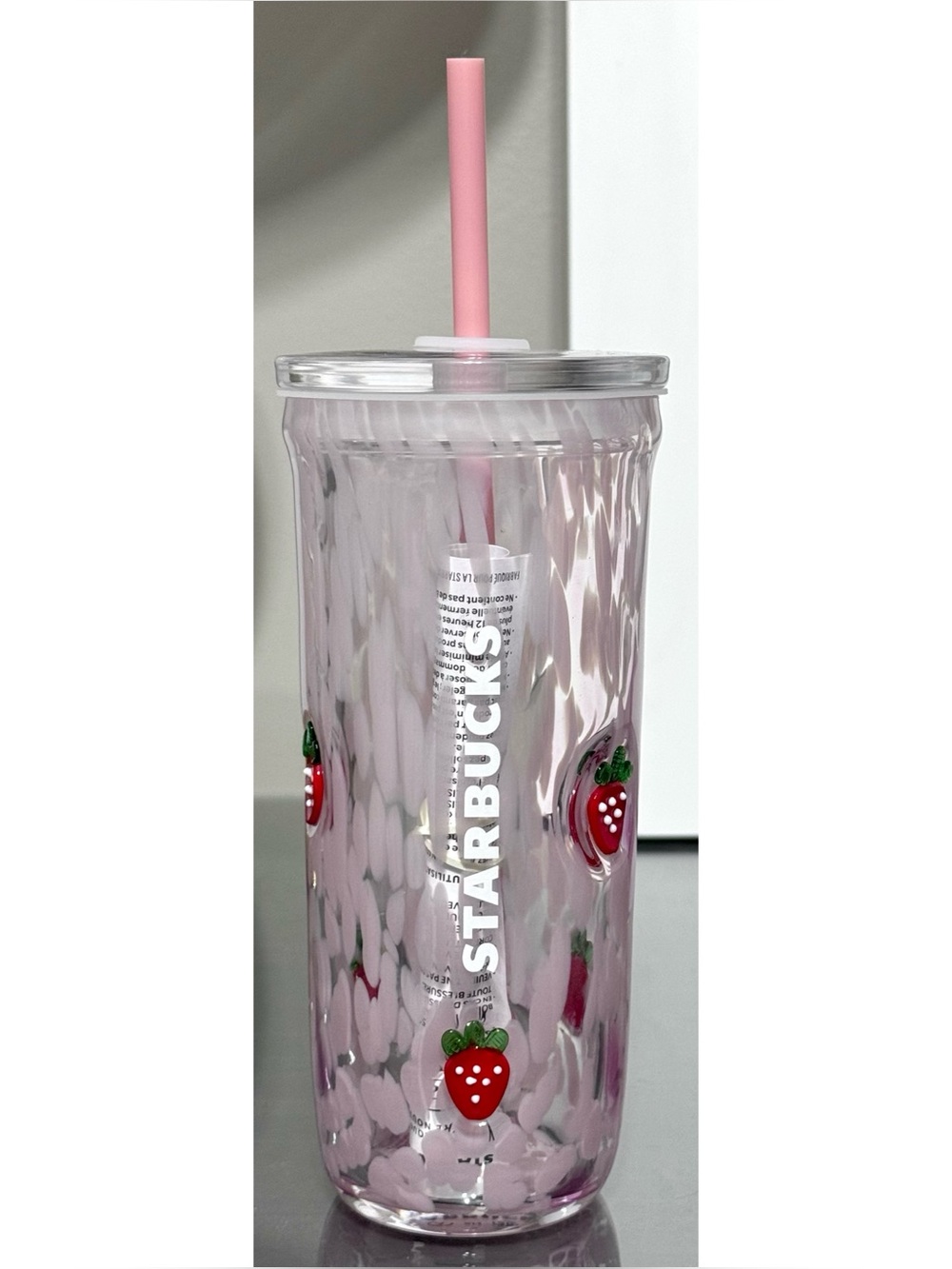 Starbucks 2026 Summer PINK Collection STRAWBERRY 16oz Glass Cold Cup